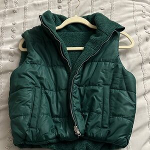 Cropped Green Puffer Vest
